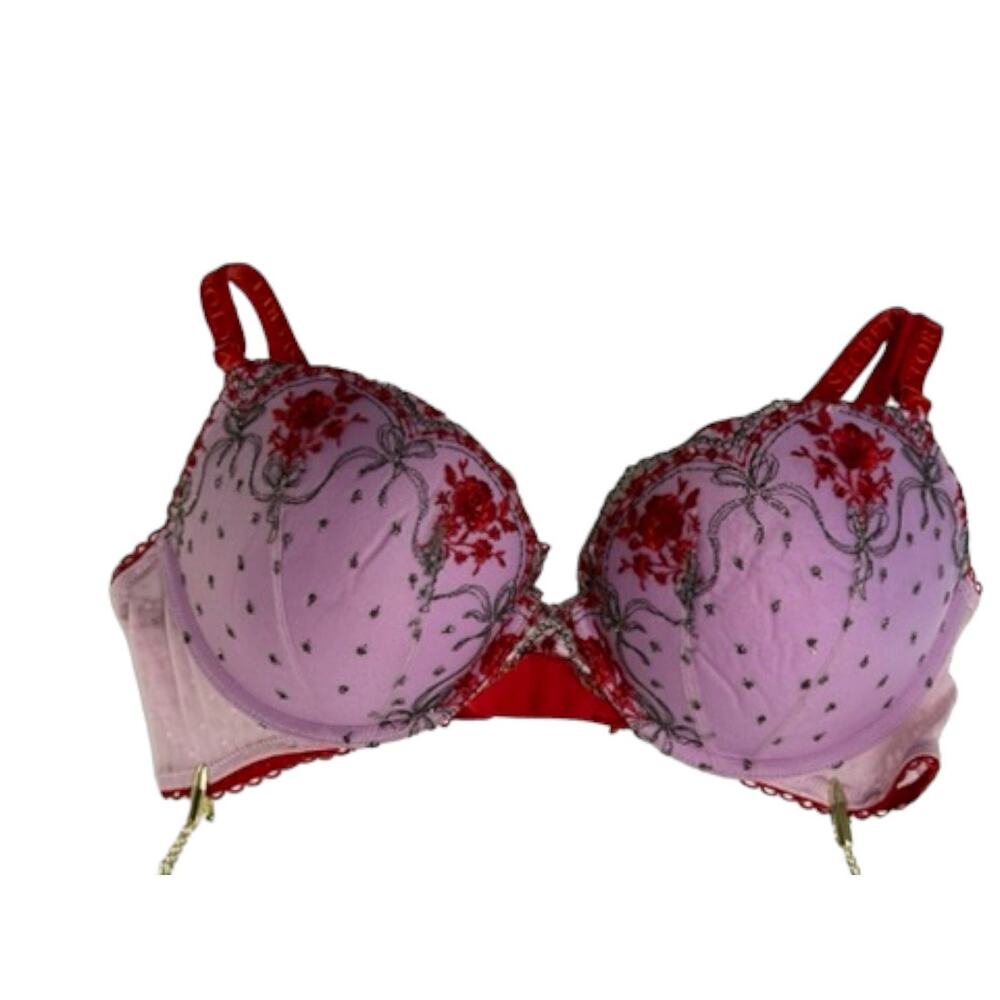 Victoria's Secret Purple & Red Push-Up Bra Women's 38C NEW